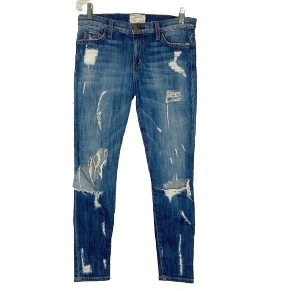 Current/Elliott Wms 27 The Stiletto Jodie Shredded Skinny Cropped Jeans